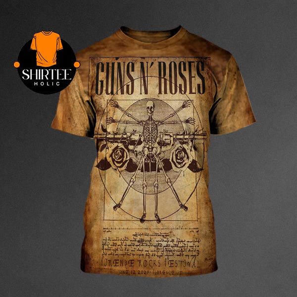 Guns N' Roses Italy 2025 Firenze Rocks Festival Florence On June 12th All Over Print T-Shirt Guns N' Roses Italy 2025 Firenze Rocks Festival Florence On June 12th All Over Print T-Shirt