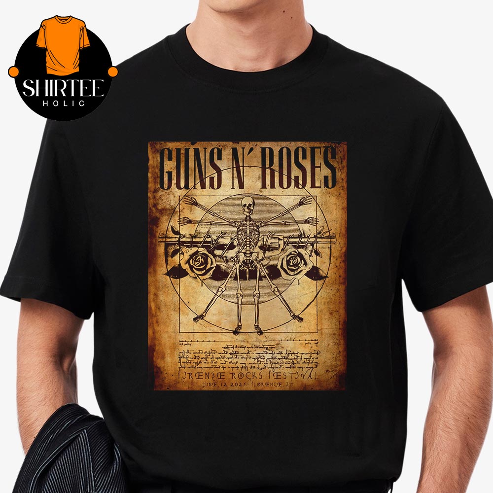 Guns N' Roses Italy 2025 Firenze Rocks Festival Florence On June 12th Vintage T-Shirt Guns N' Roses Italy 2025 Firenze Rocks Festival Florence On June 12th Vintage T-Shirt