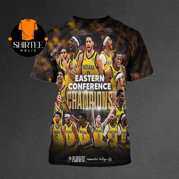 Indiana Pacers 2025 Eastern Conference Finals Champions NBA All Over Print T-Shirt Indiana Pacers 2025 Eastern Conference Finals Champions NBA All Over Print T-Shirt
