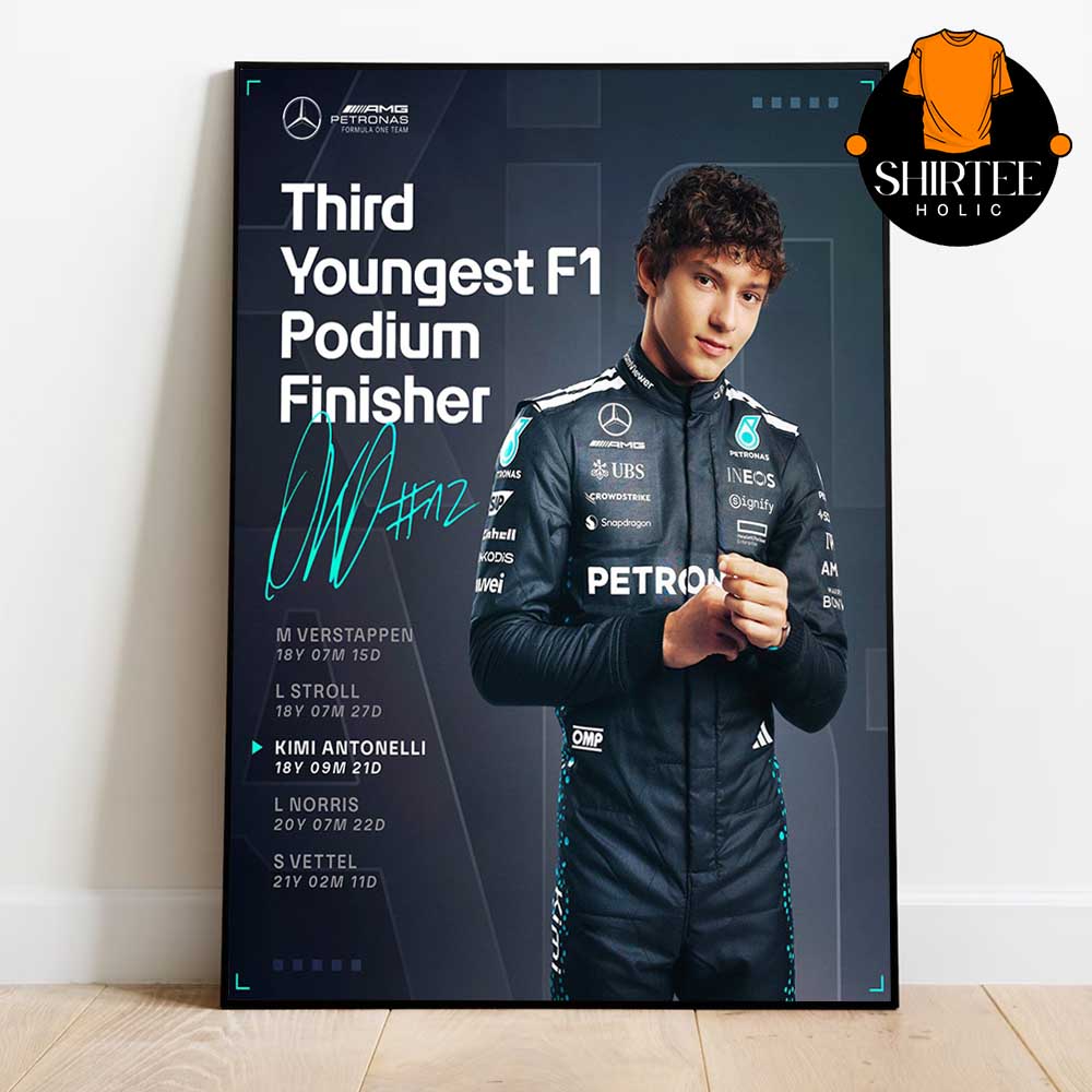 Kimi Antonelli P3 Third Youngest F1 Podium Finisher Cananda GP 2025 Mercedes AMG PETRONAS F1 Team Home Decor Poster Canvas Kimi Antonelli P3 Third Youngest F1 Podium Finisher Cananda GP 2025 Mercedes AMG PETRONAS F1 Team Home Decor Poster Canvas