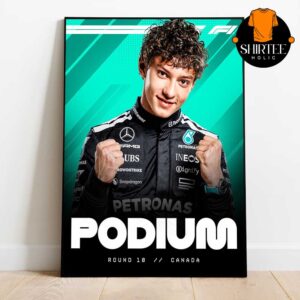 Kimi Antonelli Podium Finisher Third Youngest F1 Cananda GP 2025 Mercedes AMG PETRONAS Team Home Decor Poster Canvas