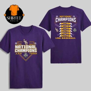 LSU Tigers Baseball 2025 National Champions NCAA Mens College World Series MCWS Schedule Two Sided T-Shirt