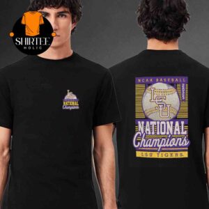 LSU Tigers Baseball National Champions 2025 NCAA Mens College World Series MCWS Pinstripe Two Sided T-Shirt