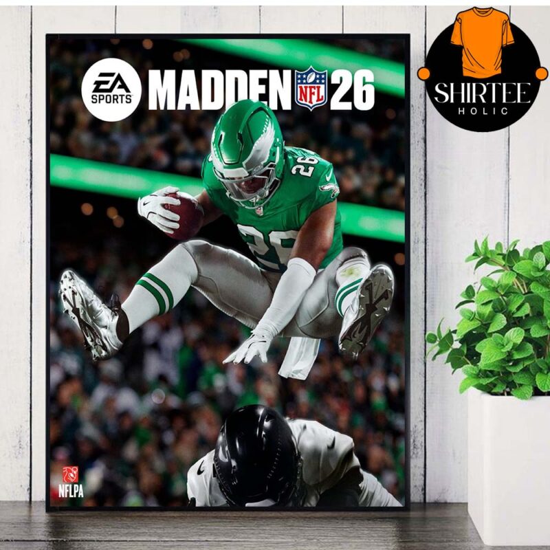 Madden NFL 26 Cover Saquon Barkley Reverse Hurdle Philadelphia Eagles Home Decor Poster Canvas