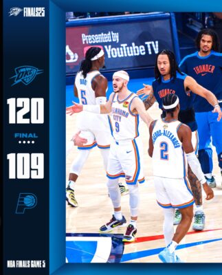 OKC Thunder Win Game 5 120 109 For A 3 2 NBA Finals Lead Over Pacers