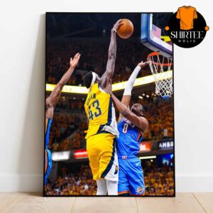 Pascal Siakam Poster Dunks On Jalen Williams NBA Finals 2025 Indiana Pacers Win Game 6 Home Decor Poster Canvas