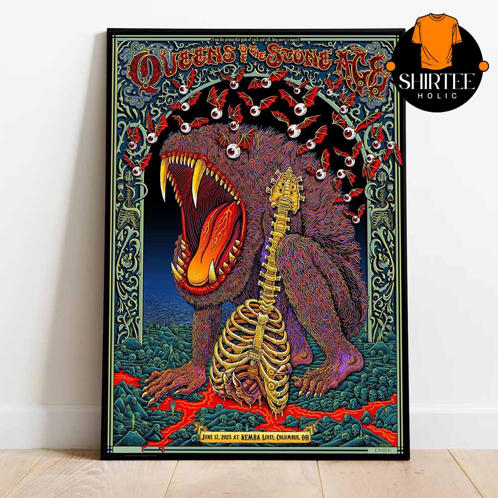 Queen Of The Stone Age QOTSA Columbus OH 2025 Kemba Live On June 17th Home Decor Poster Canvas Queen Of The Stone Age QOTSA Columbus OH 2025 Kemba Live On June 17th Home Decor Poster Canvas