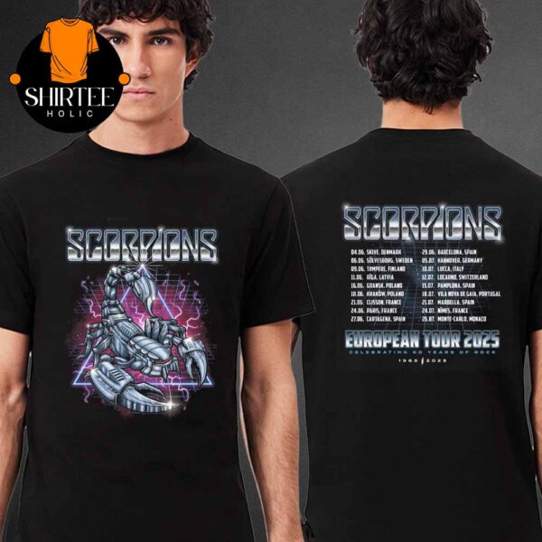 Scorpions European Tour 2025 Robotic Tour Dates Two Sided T-Shirt