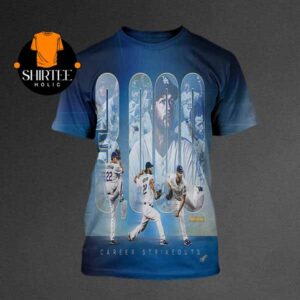 Clayton Kershaw 3000 Career Strikeouts Make History MLB Los Angeles Dodgers 2025 All Over Print T-Shirt