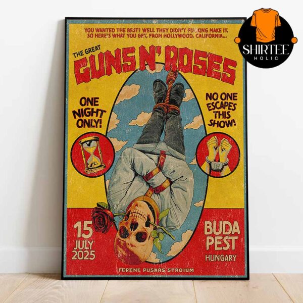 Guns N’ Roses Budapest 2025 Puskas Arena Hungary On July 15th Home Decor Poster Canvas