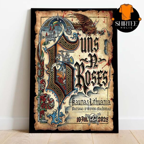 Guns N’ Roses Kaunas Lithuania 2025 Dariaus Ir Gireno Stadionas July 10th Home Decor Poster Canvas