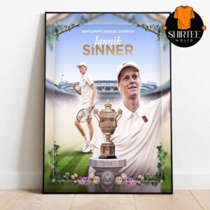 Jannik Sinner Wimbledon 2025 Champions Gantlemen’s Singles Champion Home Decor Poster Canvas