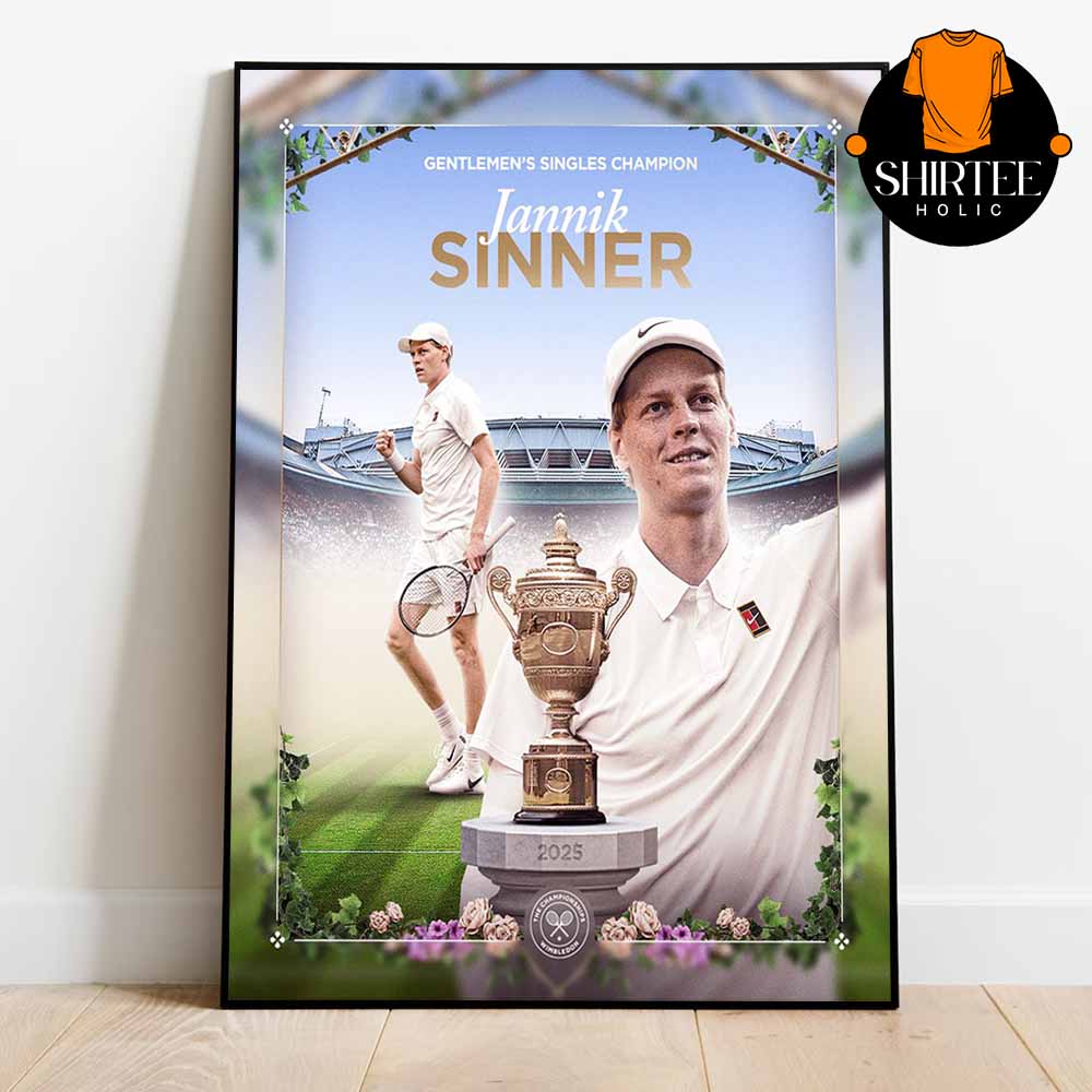 Jannik Sinner Wimbledon 2025 Champions Gantlemen's Singles Champion Home Decor Poster Canvas Jannik Sinner Wimbledon 2025 Champions Gantlemen's Singles Champion Home Decor Poster Canvas
