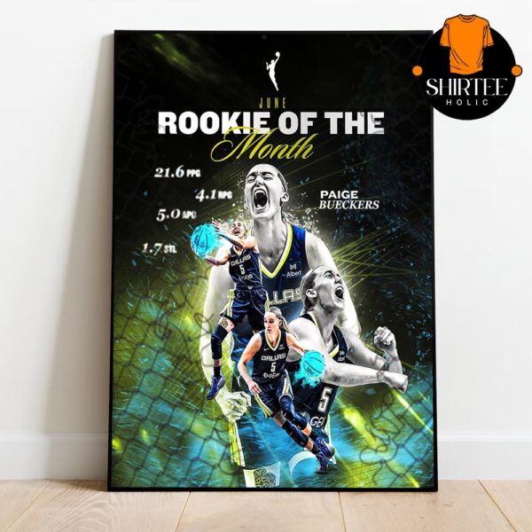 Paige Bueckers Rookie Of The Month June 2025 Dallas Wings WNBA Home Decor Poster Canvas