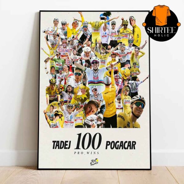 Tadej Pogacar 100th Career Win 2025 Tour De France Victory In The City Of 100 Towers Home Decor Poster Canvas