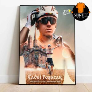 Tadej Pogacar 100th Career Win Tour De France 2025 Victory In The City Of 100 Towers Home Decor Poster Canvas