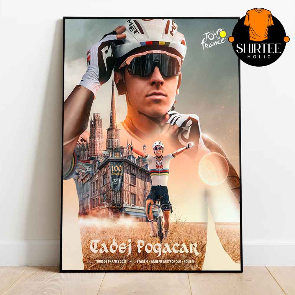 Tadej Pogacar 100th Career Win Tour De France 2025 Victory In The City Of 100 Towers Home Decor Poster Canvas Tadej Pogacar 100th Career Win Tour De France 2025 Victory In The City Of 100 Towers Home Decor Poster Canvas